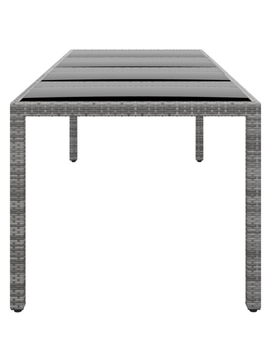 Sodo stalas, pilkas, 250x100x75cm, stiklas ir poliratanas