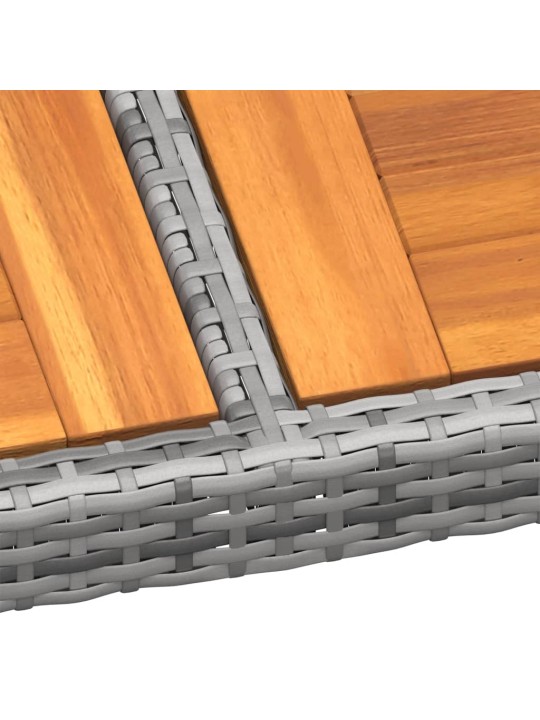 Sodo stalas, pilkas, 250x100x75cm, poliratanas ir akacija