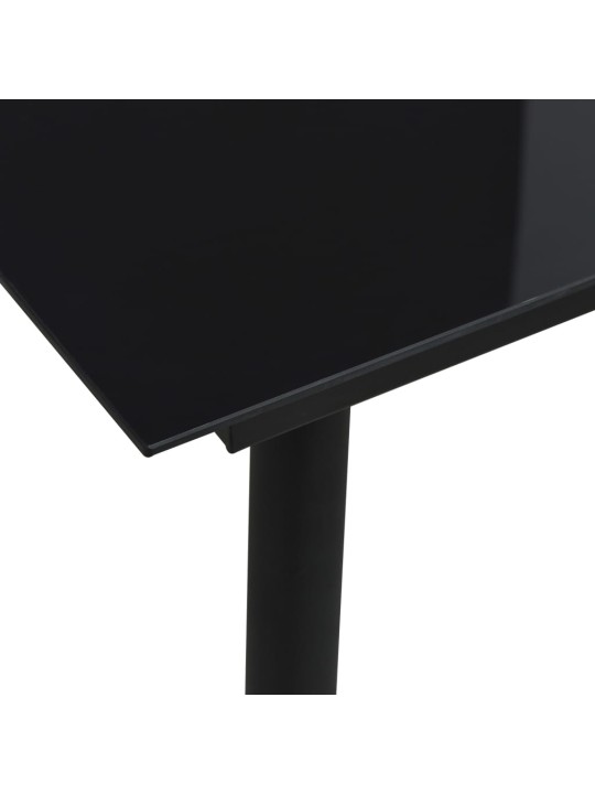 Sodo valgomojo stalas, juodas, 80x80x74cm, plienas ir stiklas