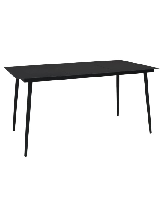 Sodo valgomojo stalas, juodas, 150x80x74cm, plienas ir stiklas