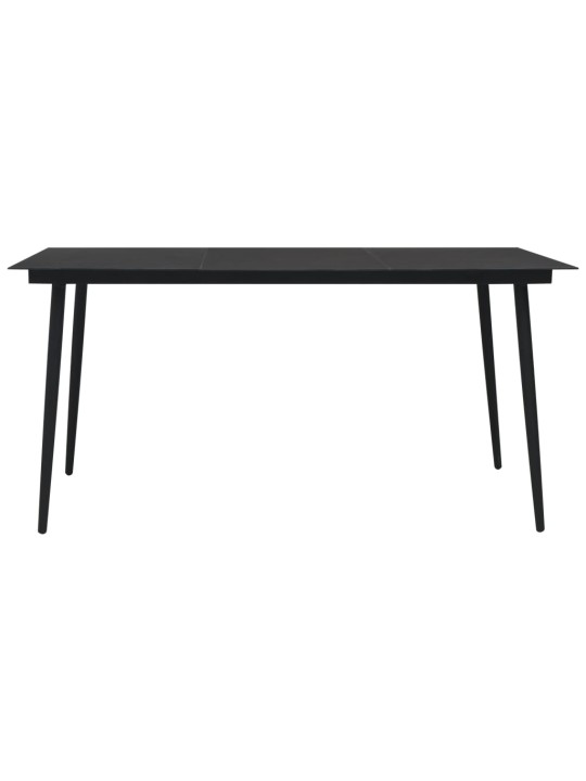 Sodo valgomojo stalas, juodas, 150x80x74cm, plienas ir stiklas