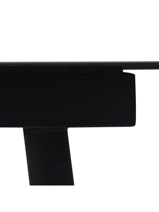 Sodo valgomojo stalas, juodas, 150x80x74cm, plienas ir stiklas