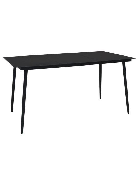 Sodo valgomojo stalas, juodas, 190x90x74cm, plienas ir stiklas