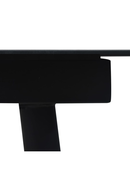 Sodo valgomojo stalas, juodas, 190x90x74cm, plienas ir stiklas