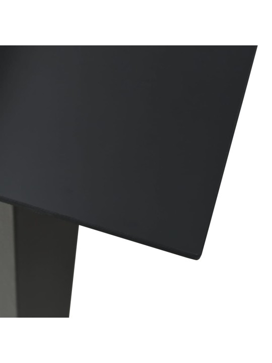 Sodo valgomojo stalas, juodas, 80x80x74cm, plienas ir stiklas