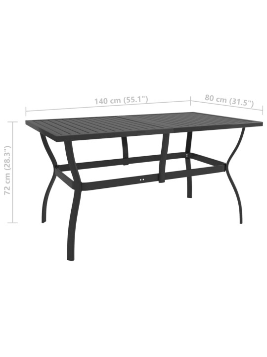 Sodo stalas, antracito spalvos, 140x80x72cm, plienas