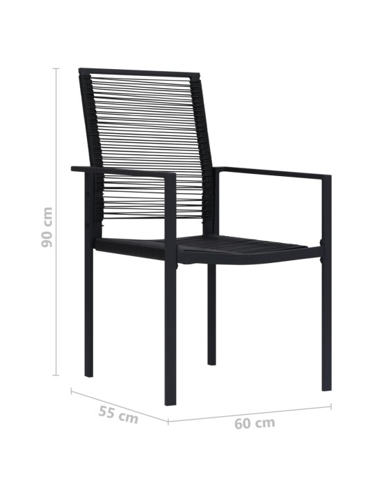Sodo kėdės, 2vnt., juodos spalvos, PVC ratanas