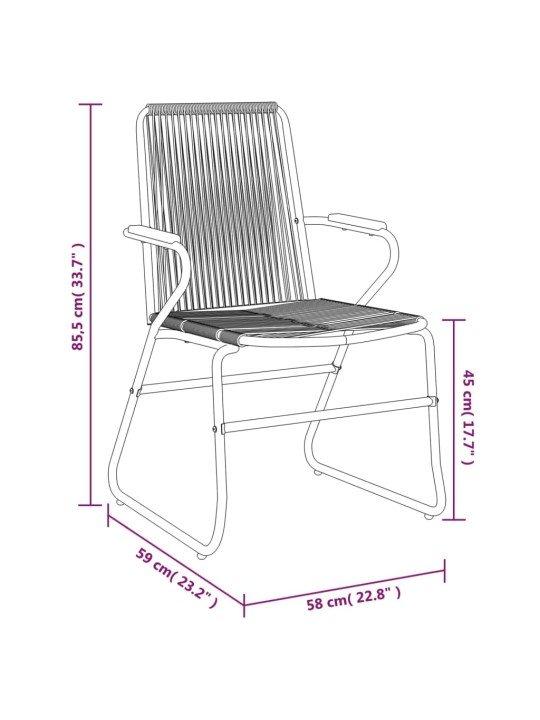 Sodo kėdės, 2vnt., juodos spalvos, 58x59x85,5cm, PVC ratanas