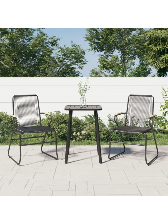 Sodo kėdės, 2vnt., juodos spalvos, 58x59x85,5cm, PVC ratanas
