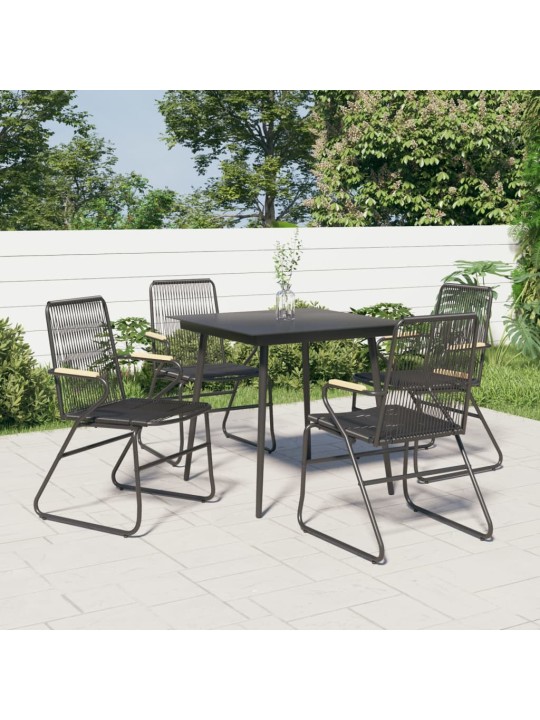 Sodo kėdės, 4vnt., juodos spalvos, 58x59x85,5cm, PVC ratanas