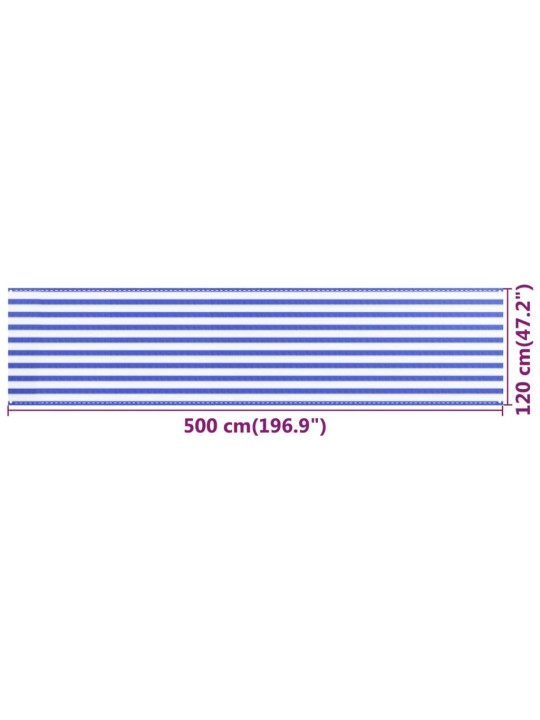 Balkono pertvara, mėlynos ir baltos spalvos, 120x500cm, HDPE