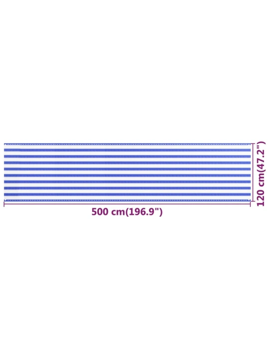 Balkono pertvara, mėlynos ir baltos spalvos, 120x500cm, HDPE