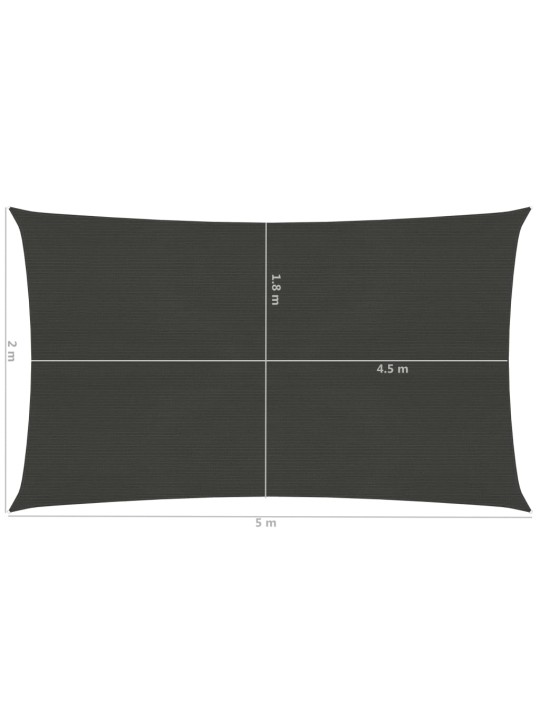 Uždanga nuo saulės, antracito spalvos, 2x5m, HDPE, 160g/m²