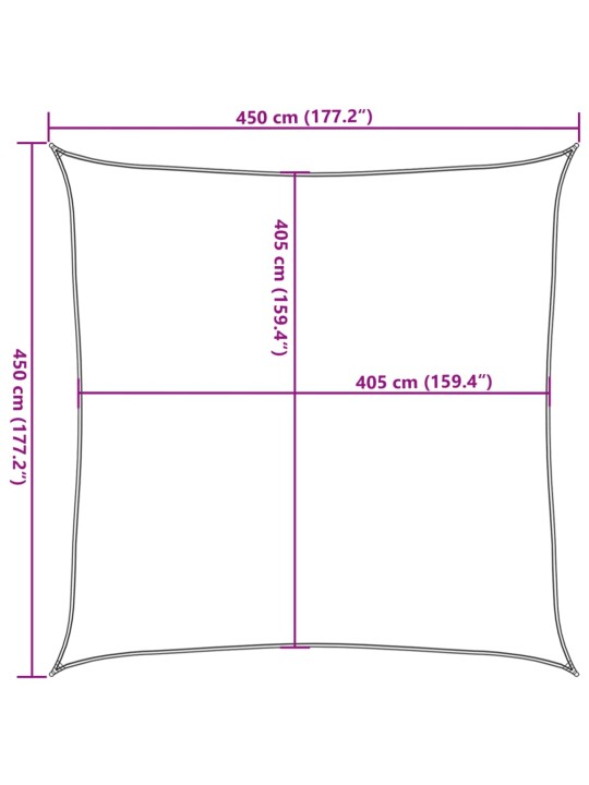 Burė nuo saulės, terakota spalvos, 4,5x4,5m, HDPE, 160g/m²0m