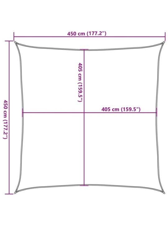 Burė nuo saulės, geltonos spalvos, 4,5x4,5m, HDPE, 160g/m²