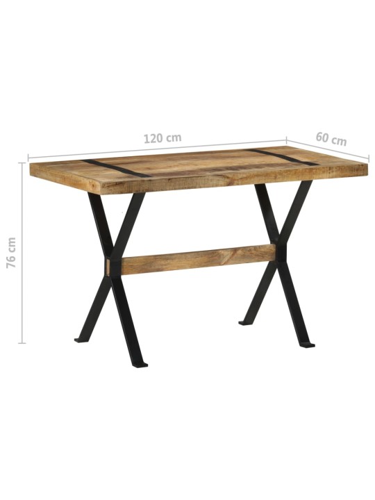 Valgomojo stalas, 120x60x76cm, neapdorota mango mediena