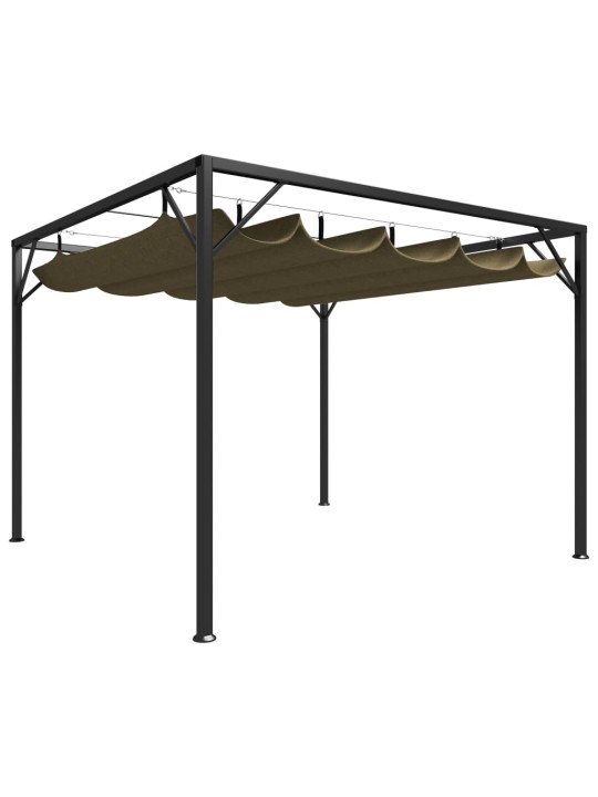 Sodo pavėsinė su įtraukiamu stogu, taupe spalvos, 3x3m, 180g/m²