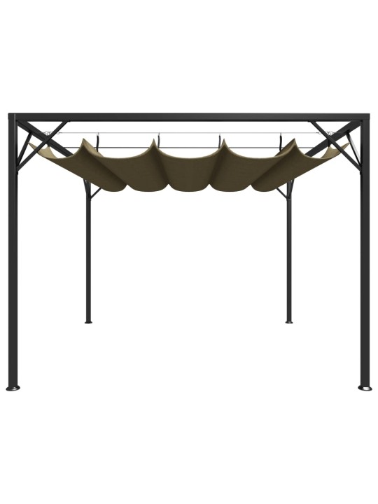 Sodo pavėsinė su įtraukiamu stogu, taupe spalvos, 3x3m, 180g/m²