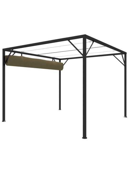 Sodo pavėsinė su įtraukiamu stogu, taupe spalvos, 3x3m, 180g/m²