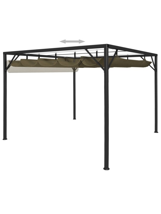 Sodo pavėsinė su įtraukiamu stogu, taupe spalvos, 3x3m, 180g/m²