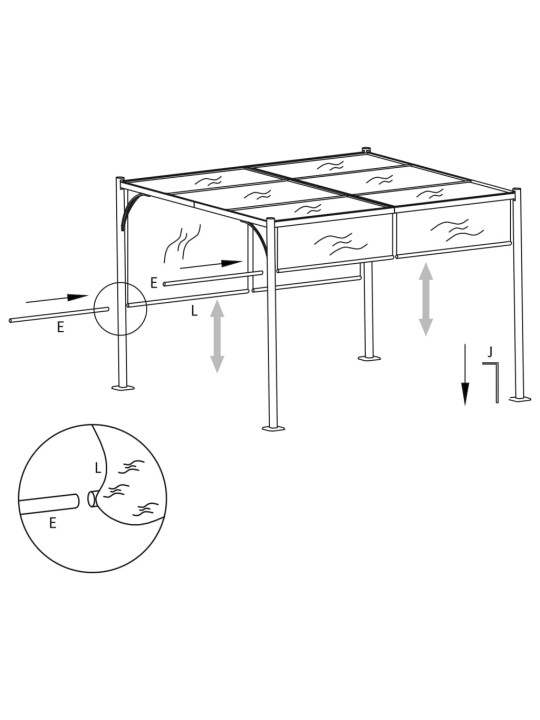 Sodo pergolė su įtraukiamu stogu, taupe spalvos, 3x3m, 180g/m²