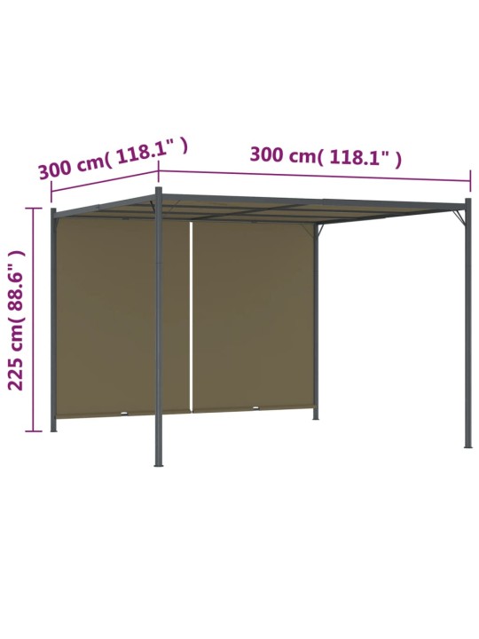 Sodo pergolė su įtraukiamu stogu, taupe spalvos, 3x3m, 180g/m²