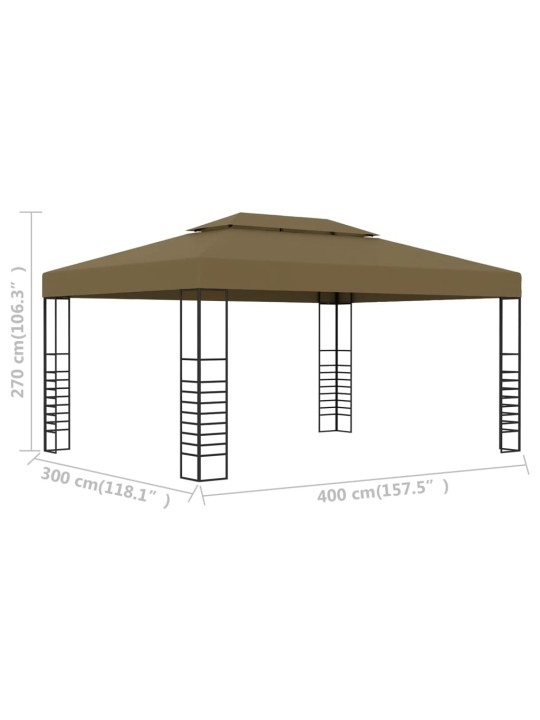 Pavėsinė, taupe spalvos, 3x4m, 180g/m²