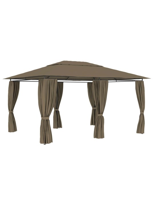Sodo palapinė su užuolaidomis, taupe spalvos, 4x3m, 180g/m²