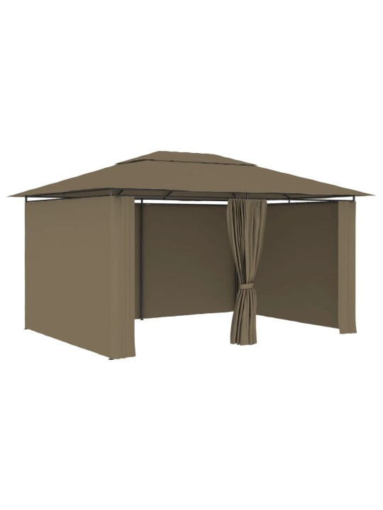 Sodo palapinė su užuolaidomis, taupe spalvos, 4x3m, 180g/m²