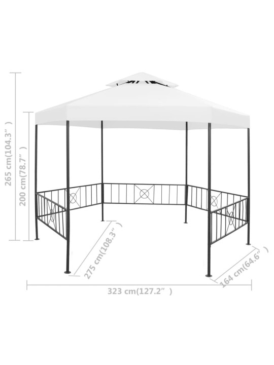 Sodo pavėsinė, baltos spalvos, 323x275x265cm, 180g/m²