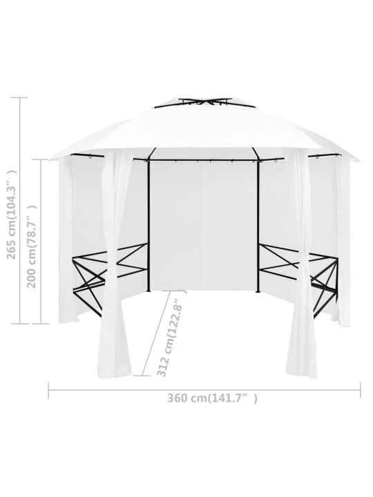 Sodo palapinė su užuolaidomis, balta, 360x312x265cm, 180g/m²