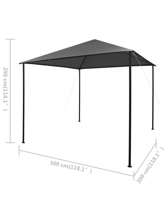 Pavėsinė, antracito spalvos, 3x3m, audinys ir plienas, 180 g/m²