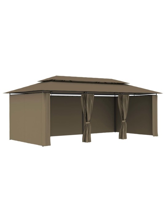 Pavėsinė su užuolaidomis, taupe, 600x298x270cm, 180g/m²