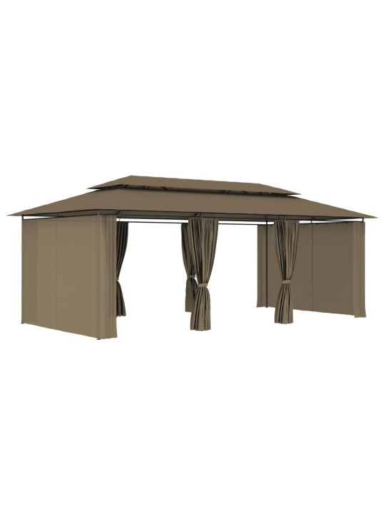 Pavėsinė su užuolaidomis, taupe, 600x298x270cm, 180g/m²