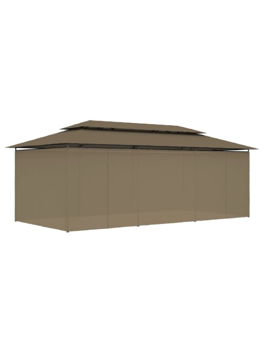Pavėsinė su užuolaidomis, taupe, 600x298x270cm, 180g/m²