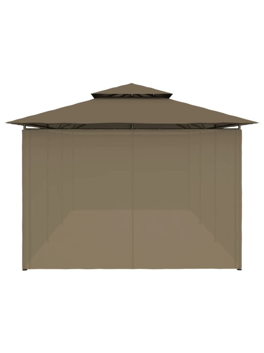 Pavėsinė su užuolaidomis, taupe, 600x298x270cm, 180g/m²