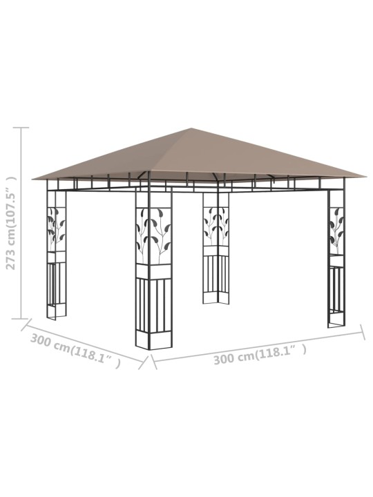 Pavėsinė su tinkleliu nuo uodų, taupe spalvos, 3x3x2,73m