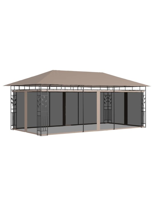 Pavėsinė su tinkleliu nuo uodų, taupe spalvos, 6x3x2,73m