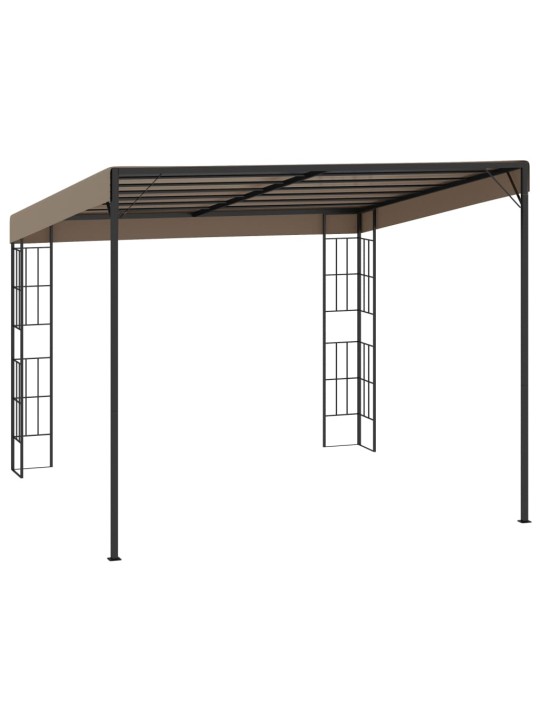 Prie sienos montuojama pavėsinė, taupe spalvos, 3x3m, audinys