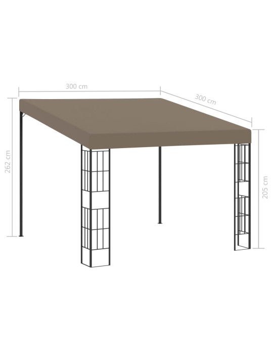 Prie sienos montuojama pavėsinė, taupe spalvos, 3x3m, audinys