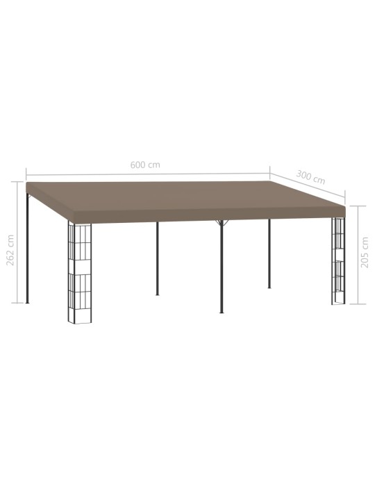 Prie sienos montuojama pavėsinė, taupe spalvos, 6x3m, audinys