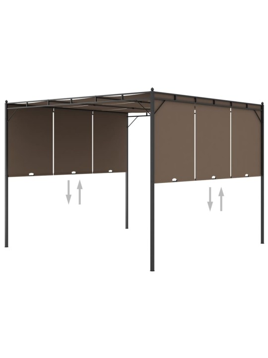 Sodo pavėsinė su šonine užuolaida, taupe spalvos, 3x3x2,25m
