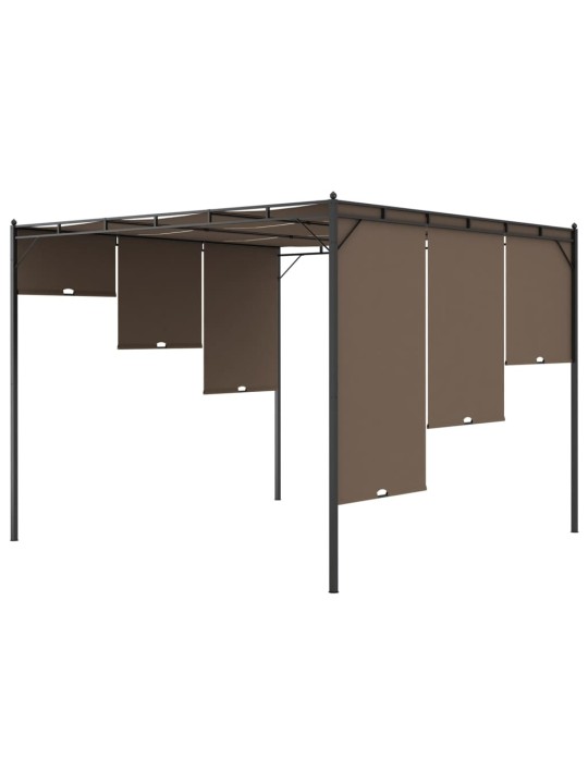 Sodo pavėsinė su šonine užuolaida, taupe spalvos, 3x3x2,25m