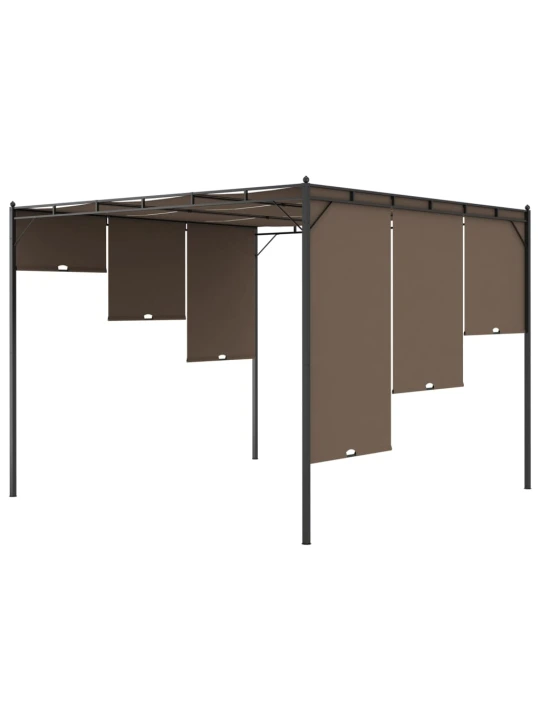 Sodo pavėsinė su šonine užuolaida, taupe spalvos, 3x3x2,25m