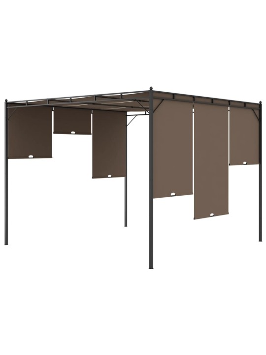 Sodo pavėsinė su šonine užuolaida, taupe spalvos, 3x3x2,25m