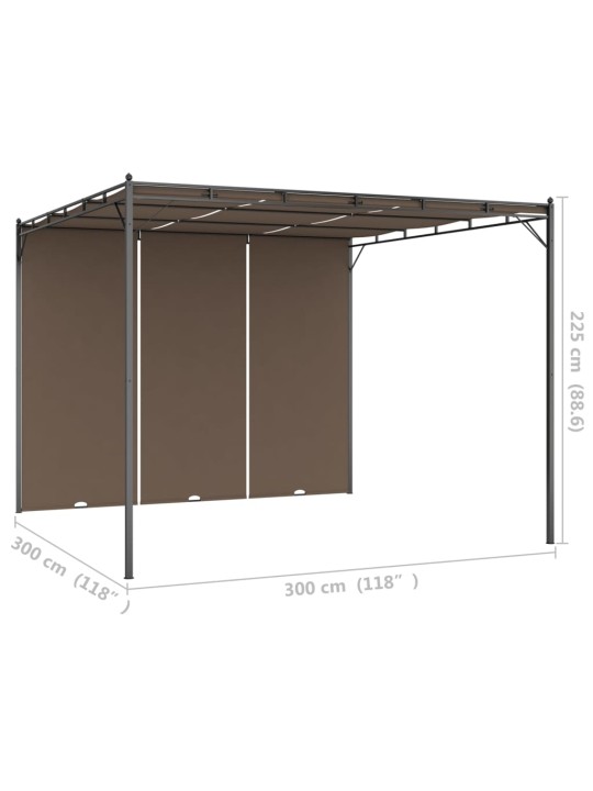 Sodo pavėsinė su šonine užuolaida, taupe spalvos, 3x3x2,25m