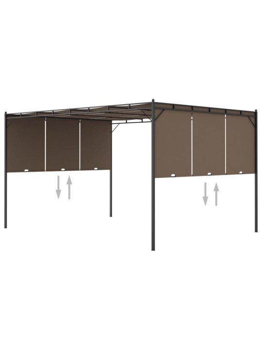 Sodo pavėsinė su šonine užuolaida, taupe spalvos, 4x3x2,25m