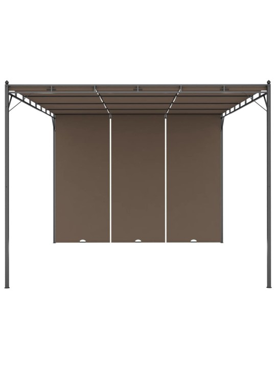 Sodo pavėsinė su šonine užuolaida, taupe spalvos, 4x3x2,25m