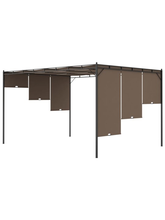 Sodo pavėsinė su šonine užuolaida, taupe spalvos, 4x3x2,25m