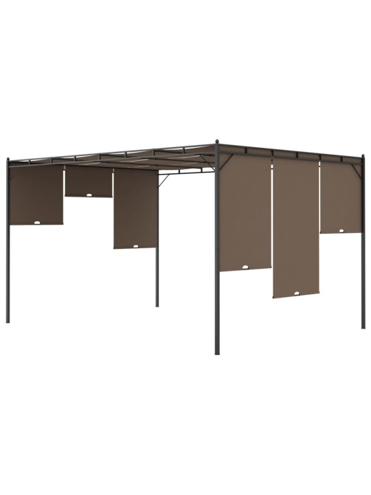 Sodo pavėsinė su šonine užuolaida, taupe spalvos, 4x3x2,25m